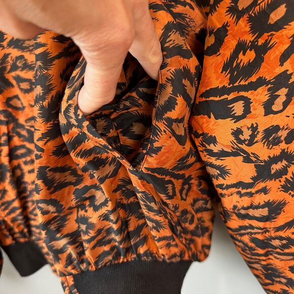 Vintage Carol Horn Workshop 100% Silk Animal Print Bomber Jacket Womens Large - Picture 4 of 5